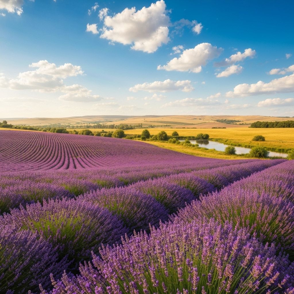Sunny lavender fields